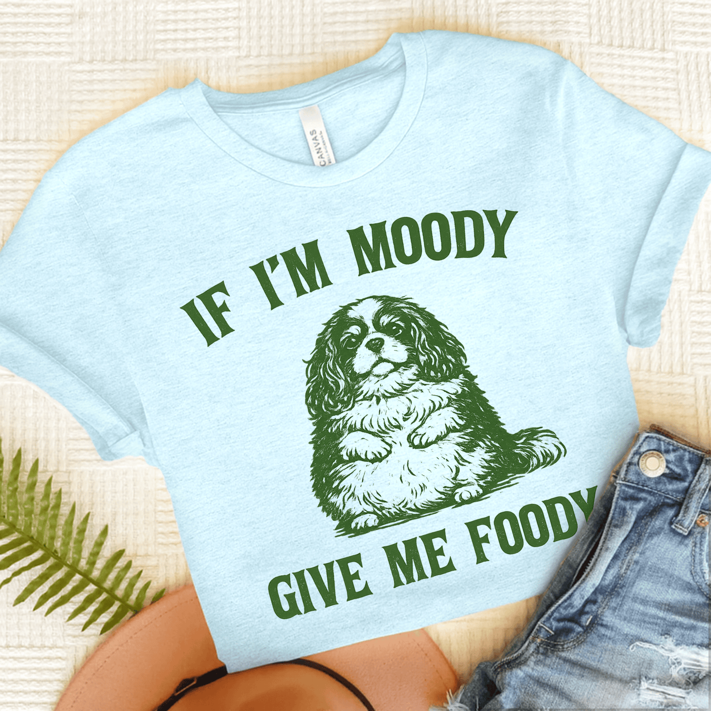 Cavalier Moody Give Me Foody Unisex Tshirt Heather Ice Blue