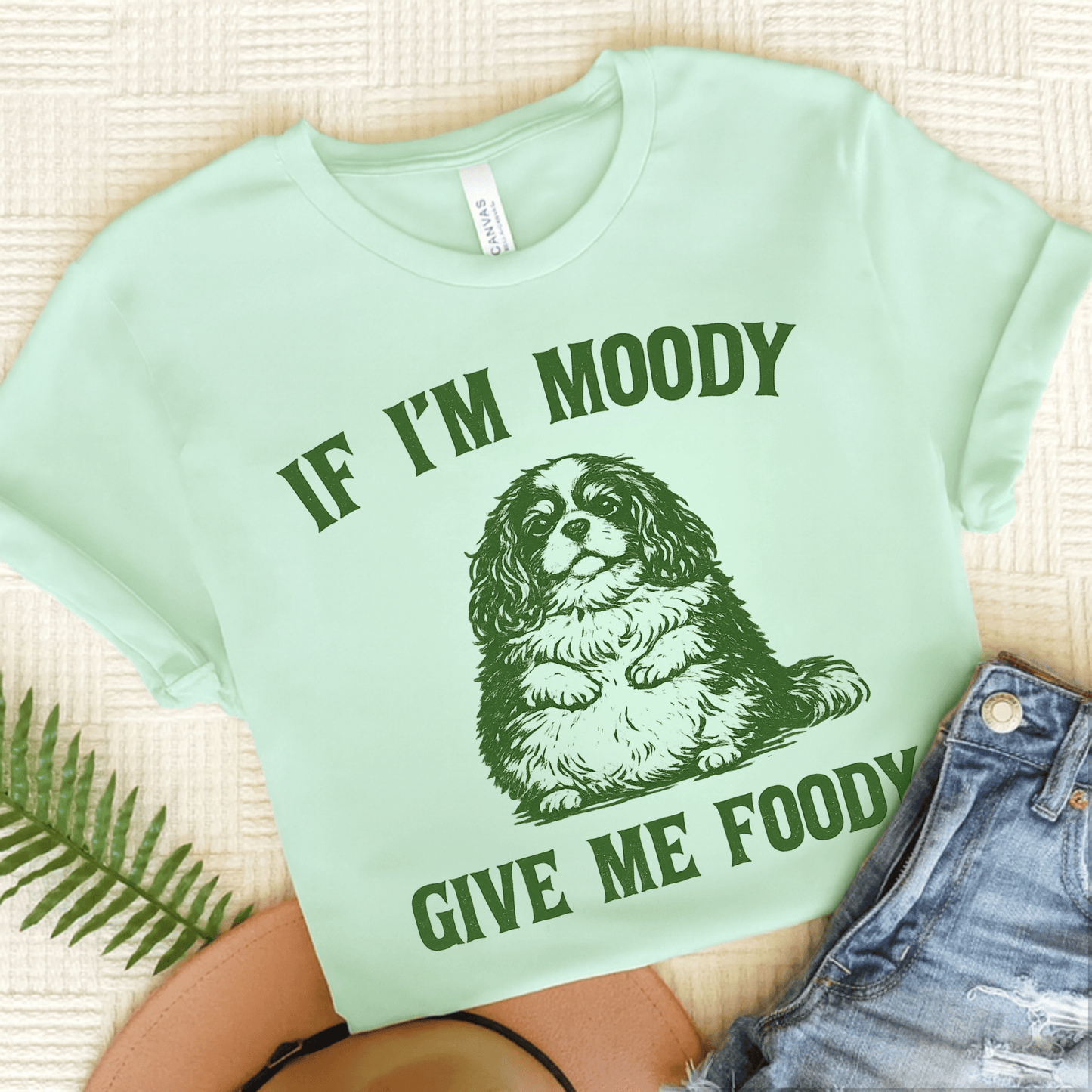 Cavalier Moody Give Me Foody Unisex Tshirt Heather Mint