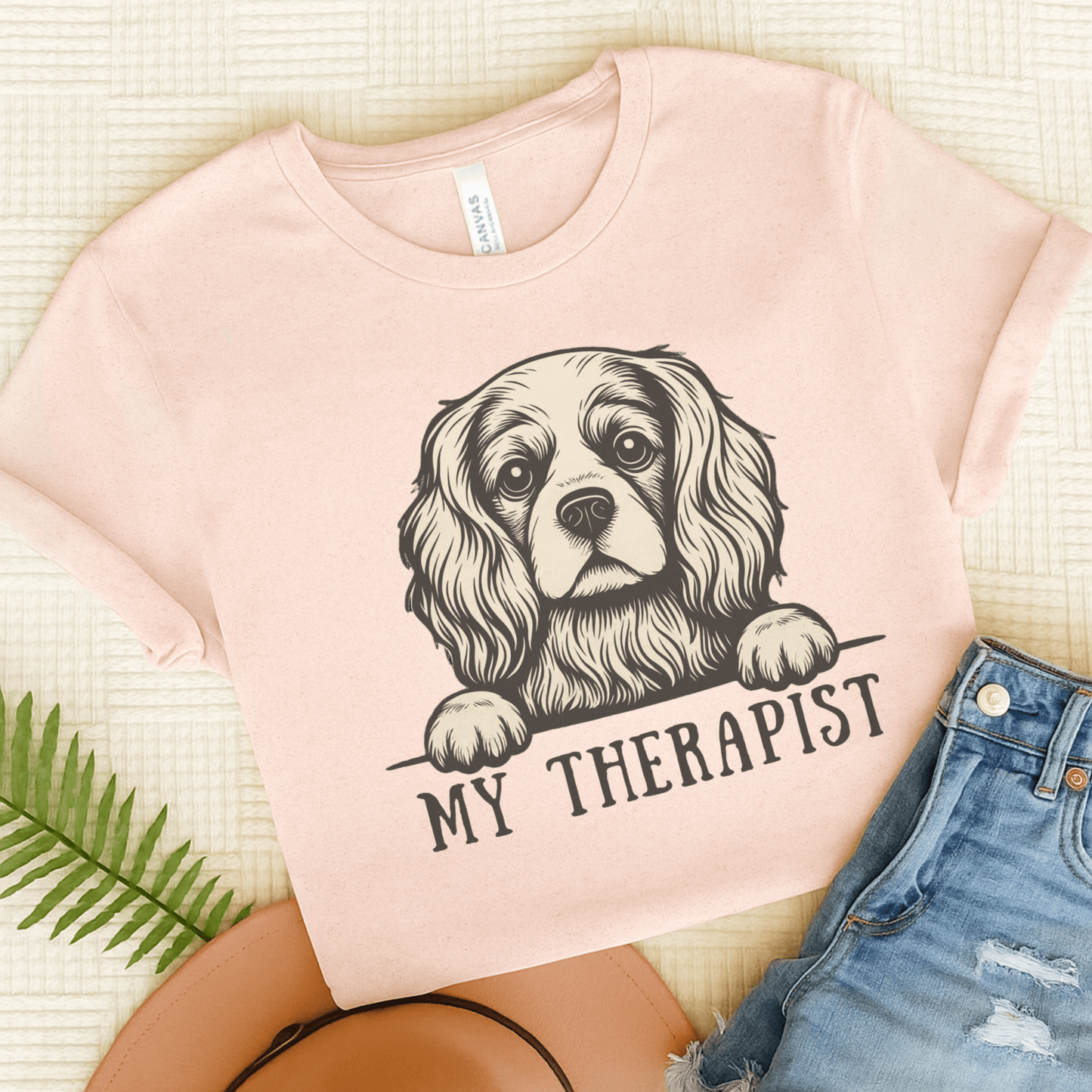 Printify T-Shirt Soft Pink / S Cavalier King Charles My Therapist TShirt