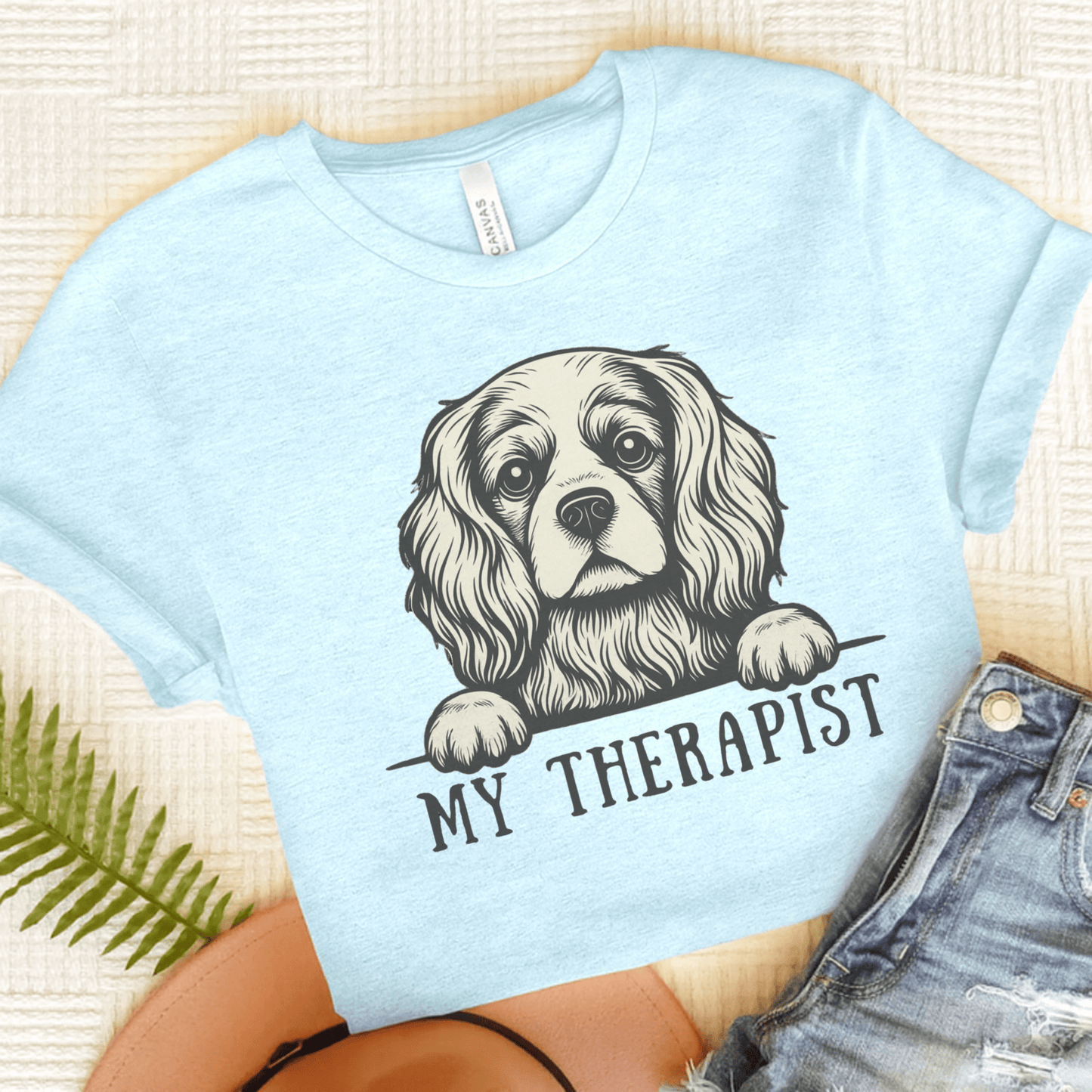 Printify T-Shirt Heather Ice Blue / S Cavalier King Charles My Therapist TShirt