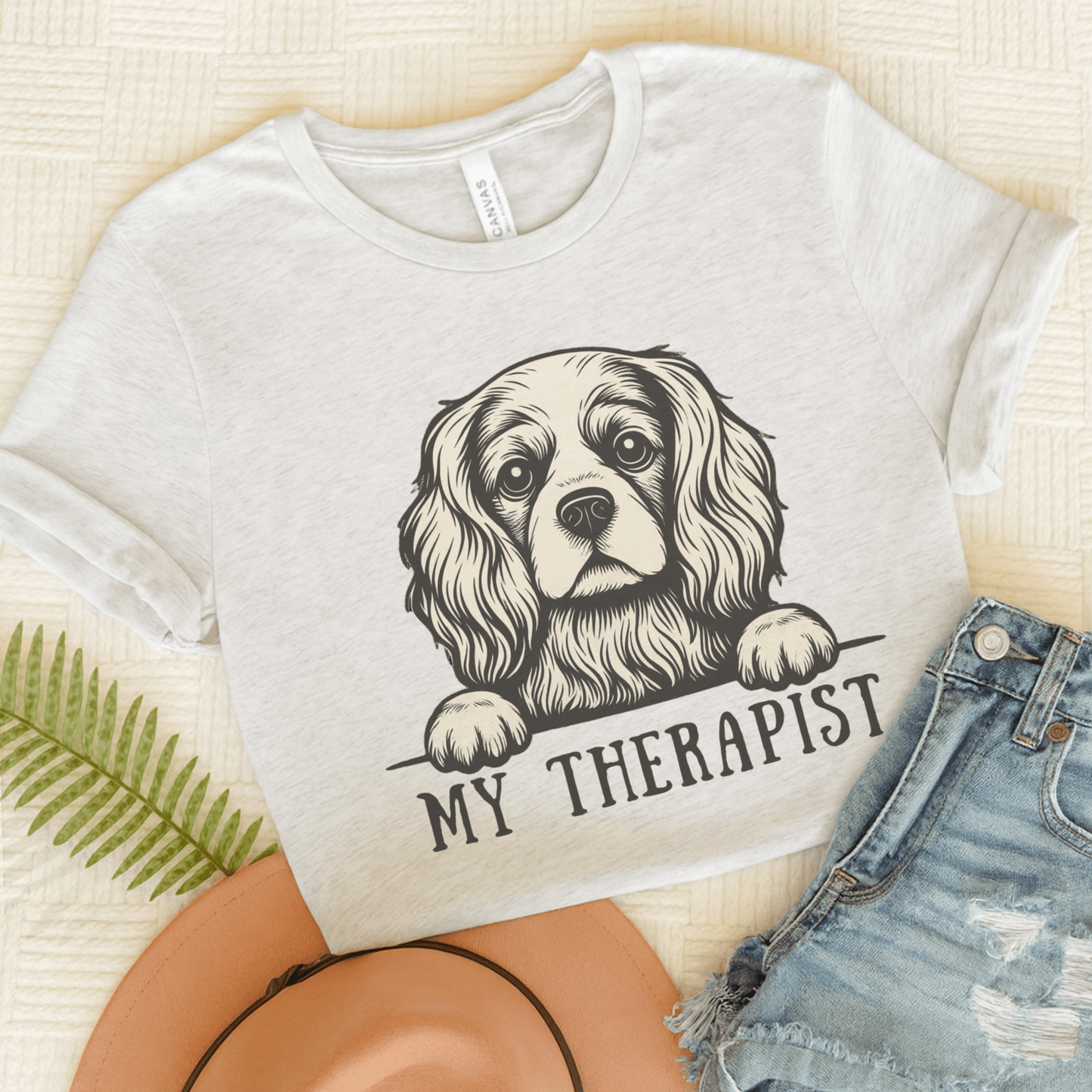 Printify T-Shirt Ash / S Cavalier King Charles My Therapist TShirt