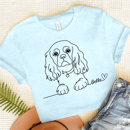 Printify T-Shirt Heather Ice Blue / S Cavalier King Charles Name Single Line TShirt