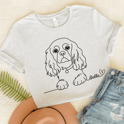 Printify T-Shirt Ash / S Cavalier King Charles Name Single Line TShirt