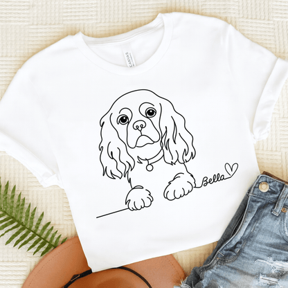 Printify T-Shirt White / S Cavalier King Charles Name Single Line TShirt