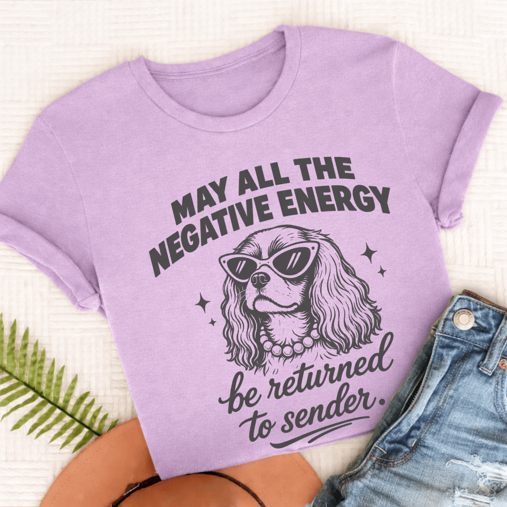Cavalier King Charles Negative Energry Unisex TShirt Comfort Colors Orchid