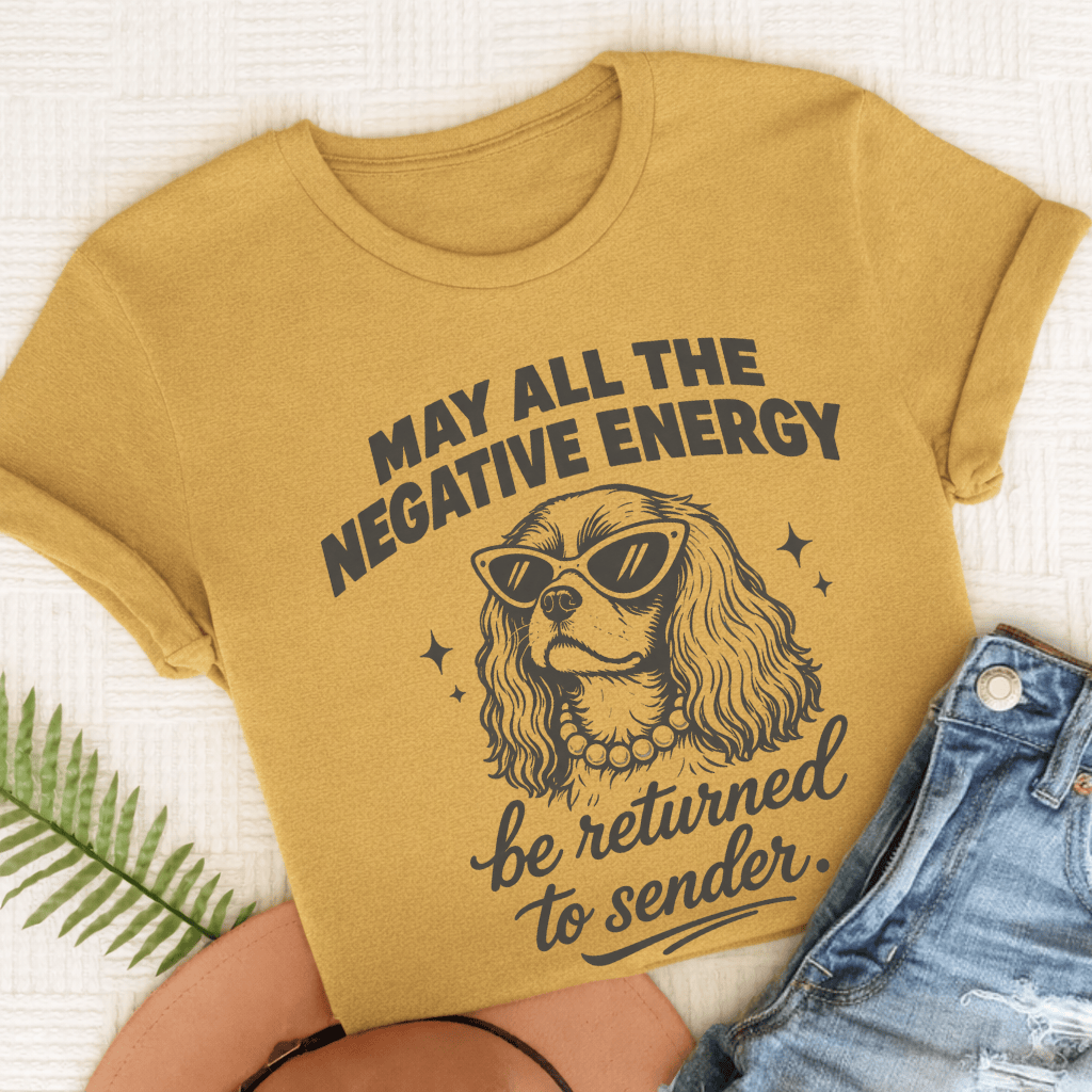Cavalier King Charles Negative Energry Unisex TShirt Comfort Colors Mustard