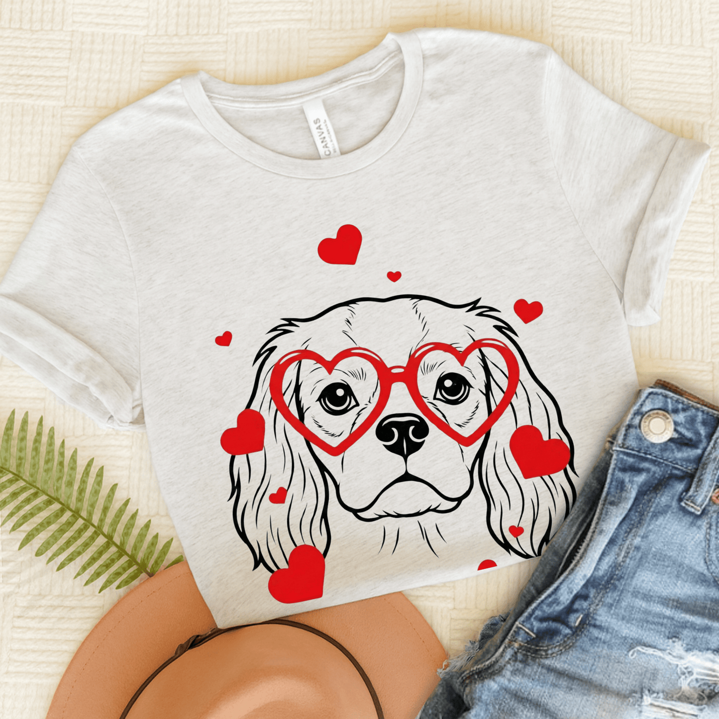 Cavalier Nerdy Valentine Unisex Tshirt Ash