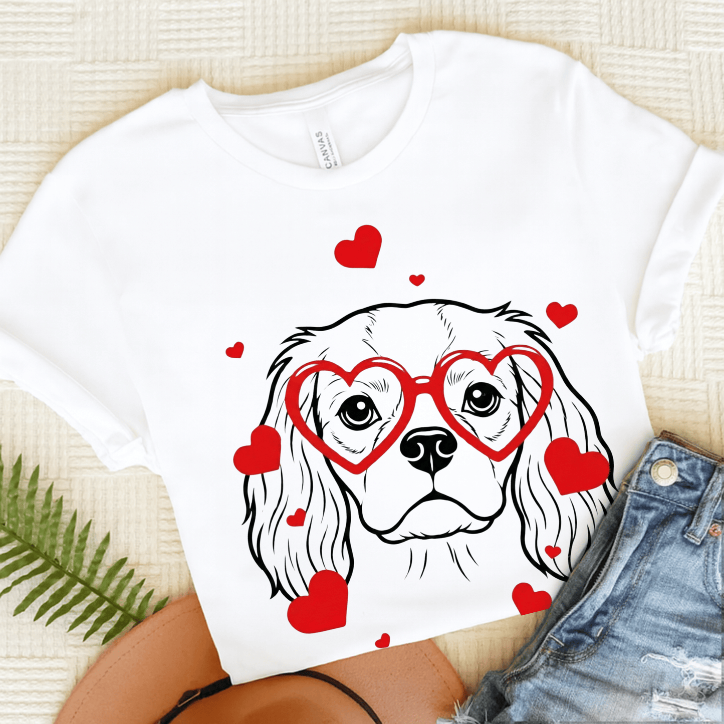 Cavalier Nerdy Valentine Unisex Tshirt White