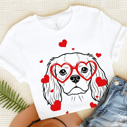 Cavalier Nerdy Valentine Unisex Tshirt White