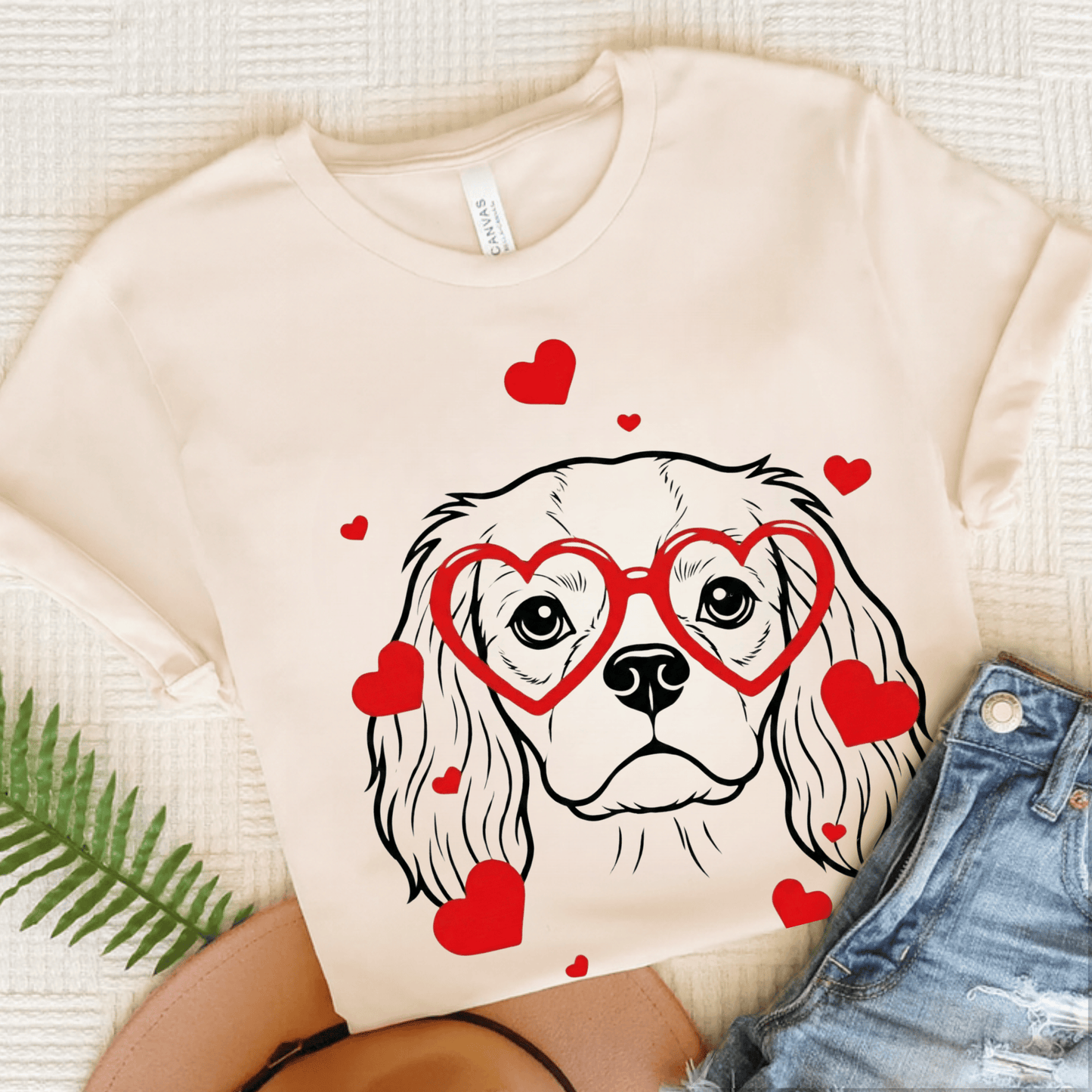 Cavalier Nerdy Valentine Unisex Tshirt Natural