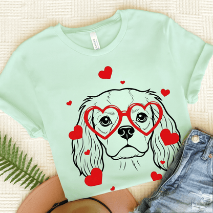 Cavalier Nerdy Valentine Unisex Tshirt Heather Mint