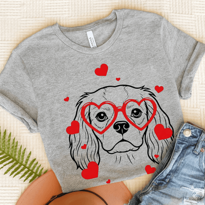 Cavalier Nerdy Valentine Unisex Tshirt Athletic Heather
