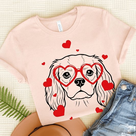Cavalier Nerdy Valentine Unisex Tshirt Soft Pink