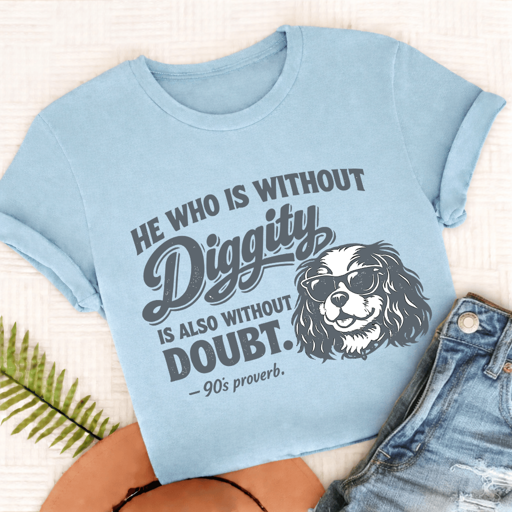 Cavalier King Charles No Diggity Unisex TShirt Comfort Colors Chambray