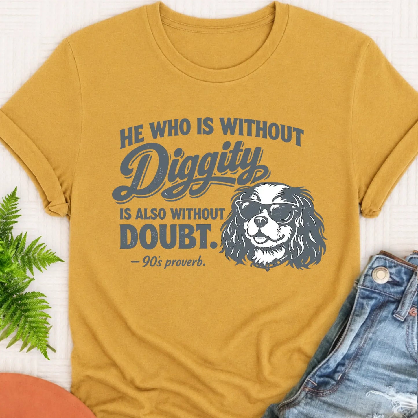 T-Shirt Mustard / S Cavalier King Charles No Doubt Unisex TShirt