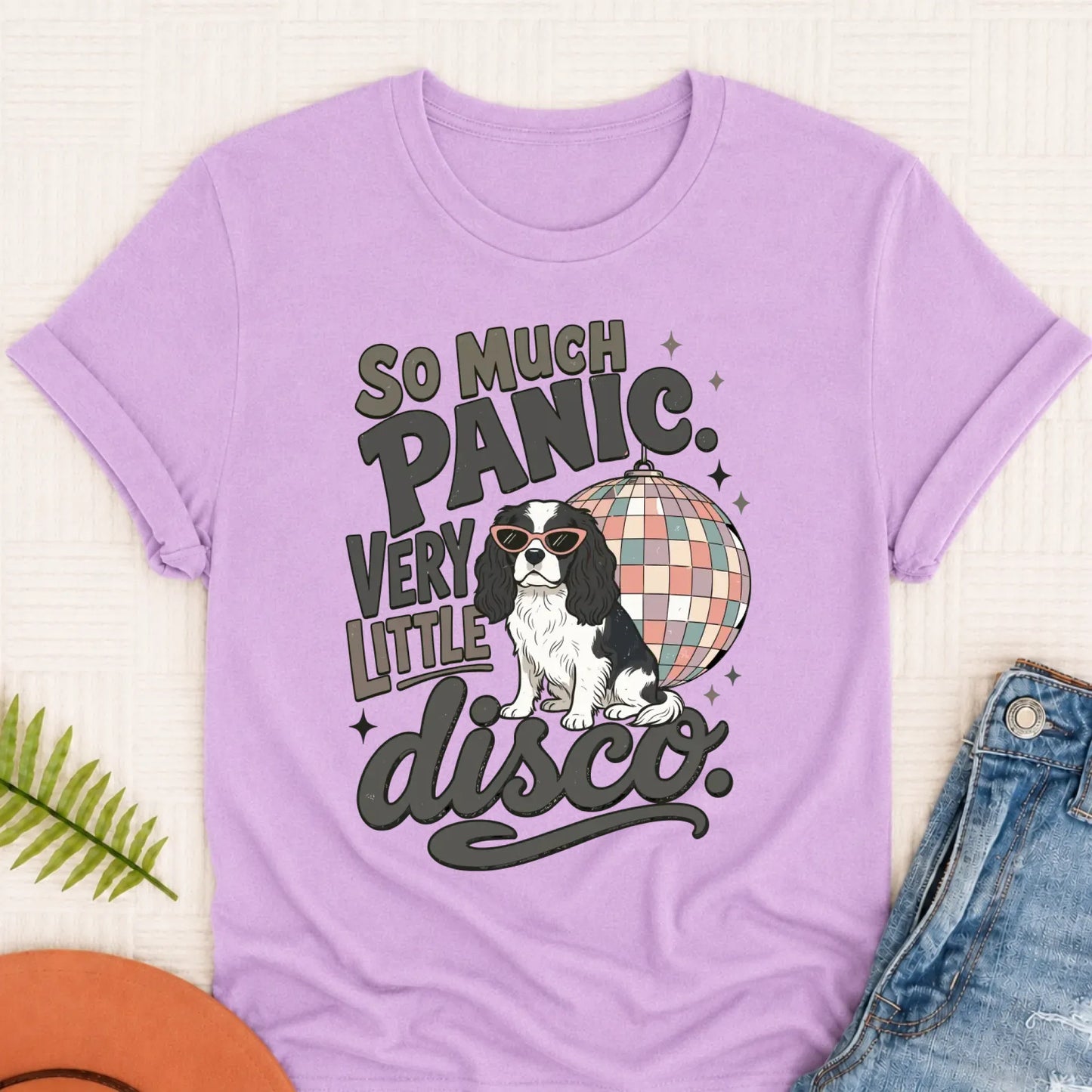 Cavalier King Charles Not Enough Disco Unisex Tshirt Orchid