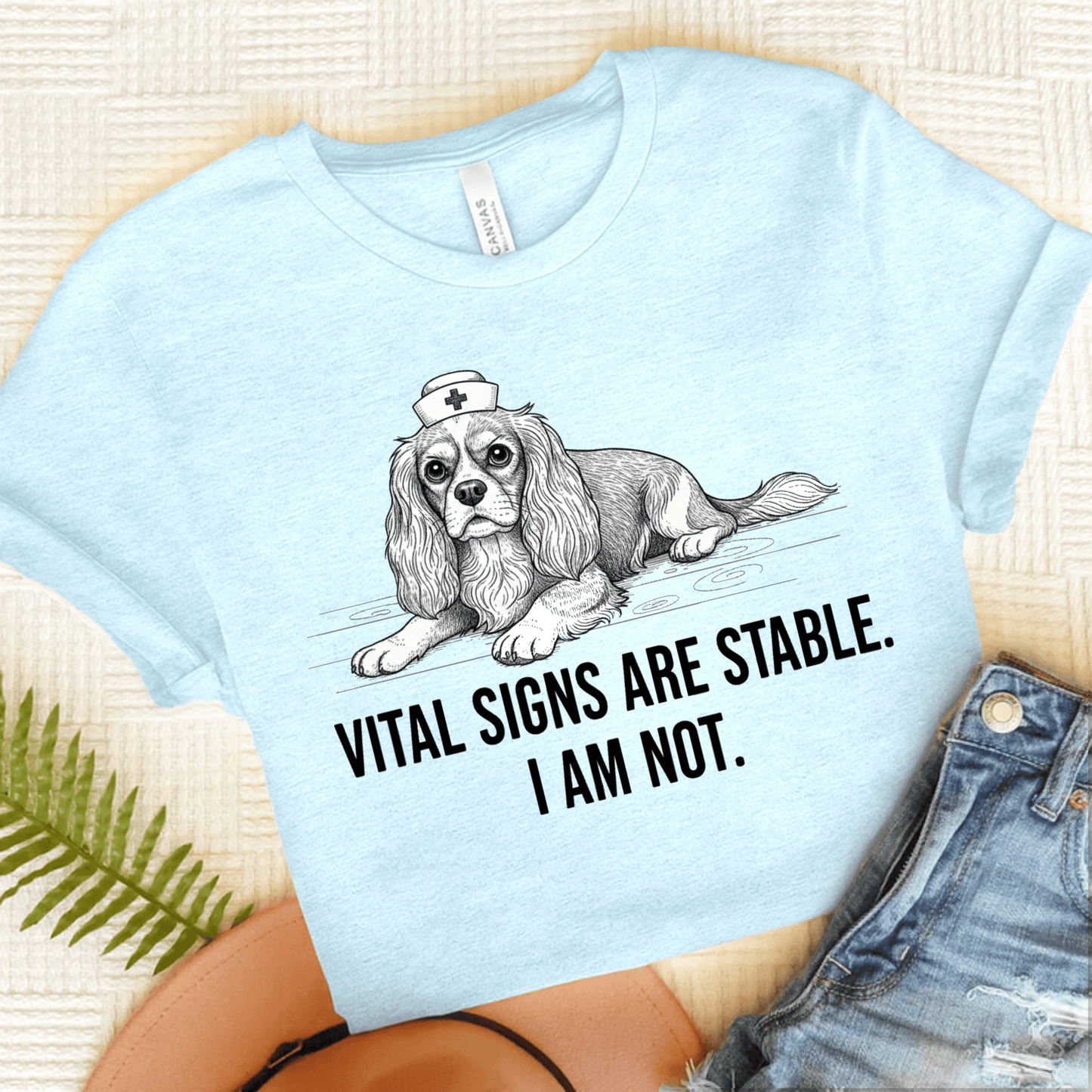 Cavalier Nurse Funny Unisex TShirt Heather Ice Blue