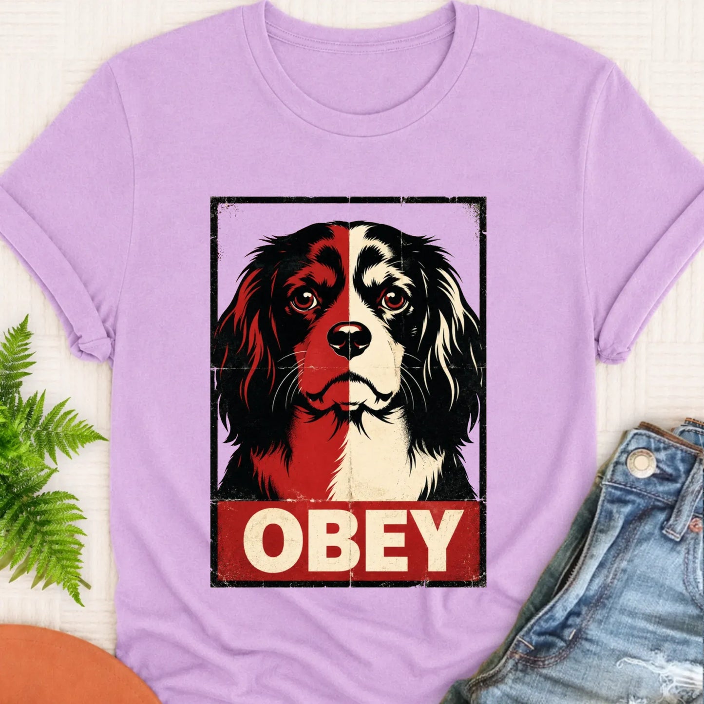 T-Shirt Orchid / S Cavalier King Charles Obey Funny Unisex Tshirt