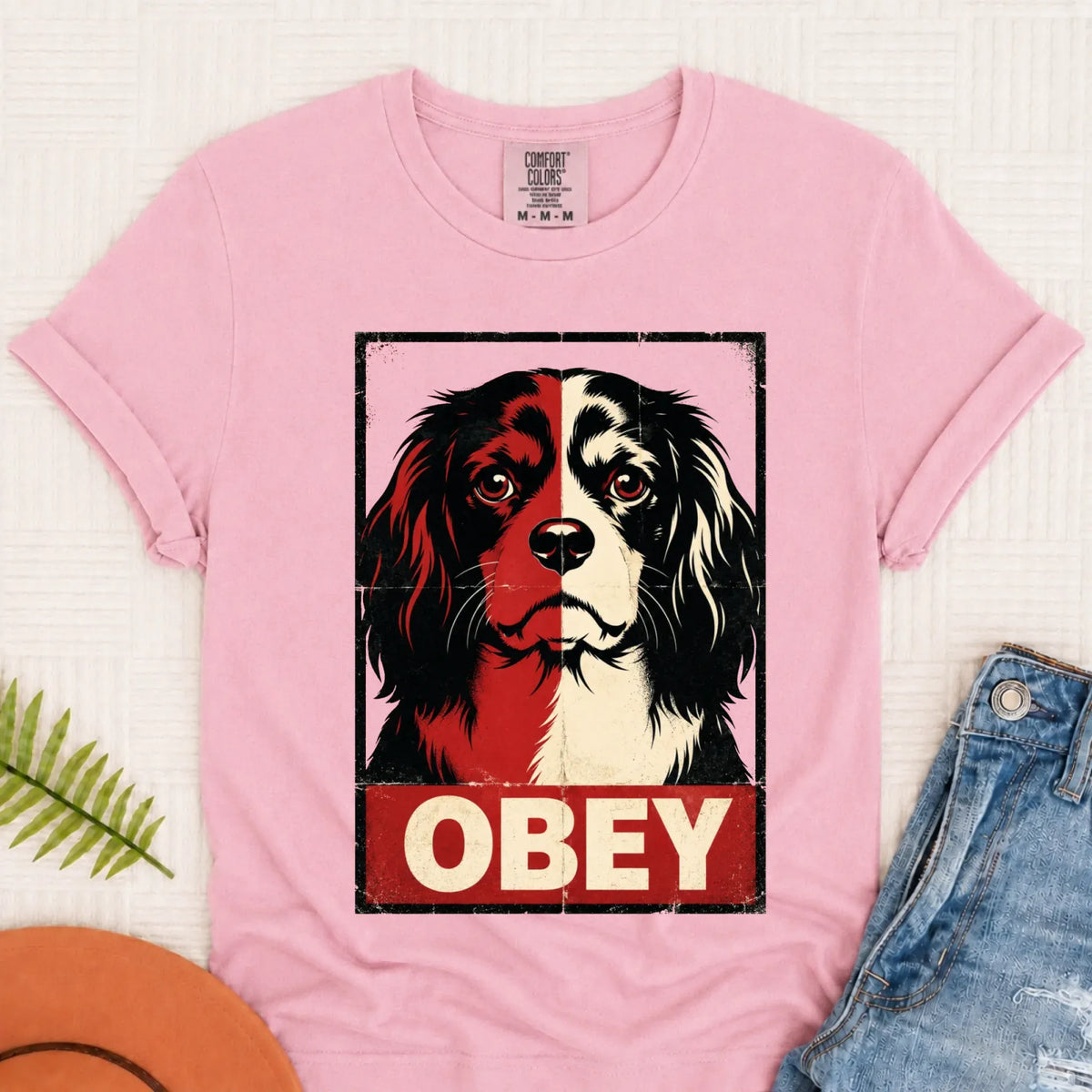 Cavalier King Charles Obey Funny Unisex Tshirt Blossom