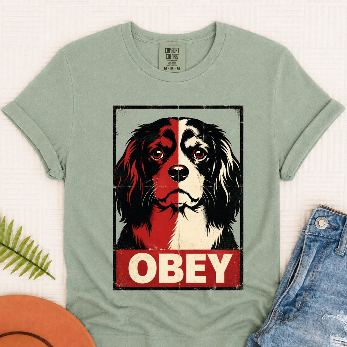 Cavalier King Charles Obey Funny Unisex Tshirt Bay