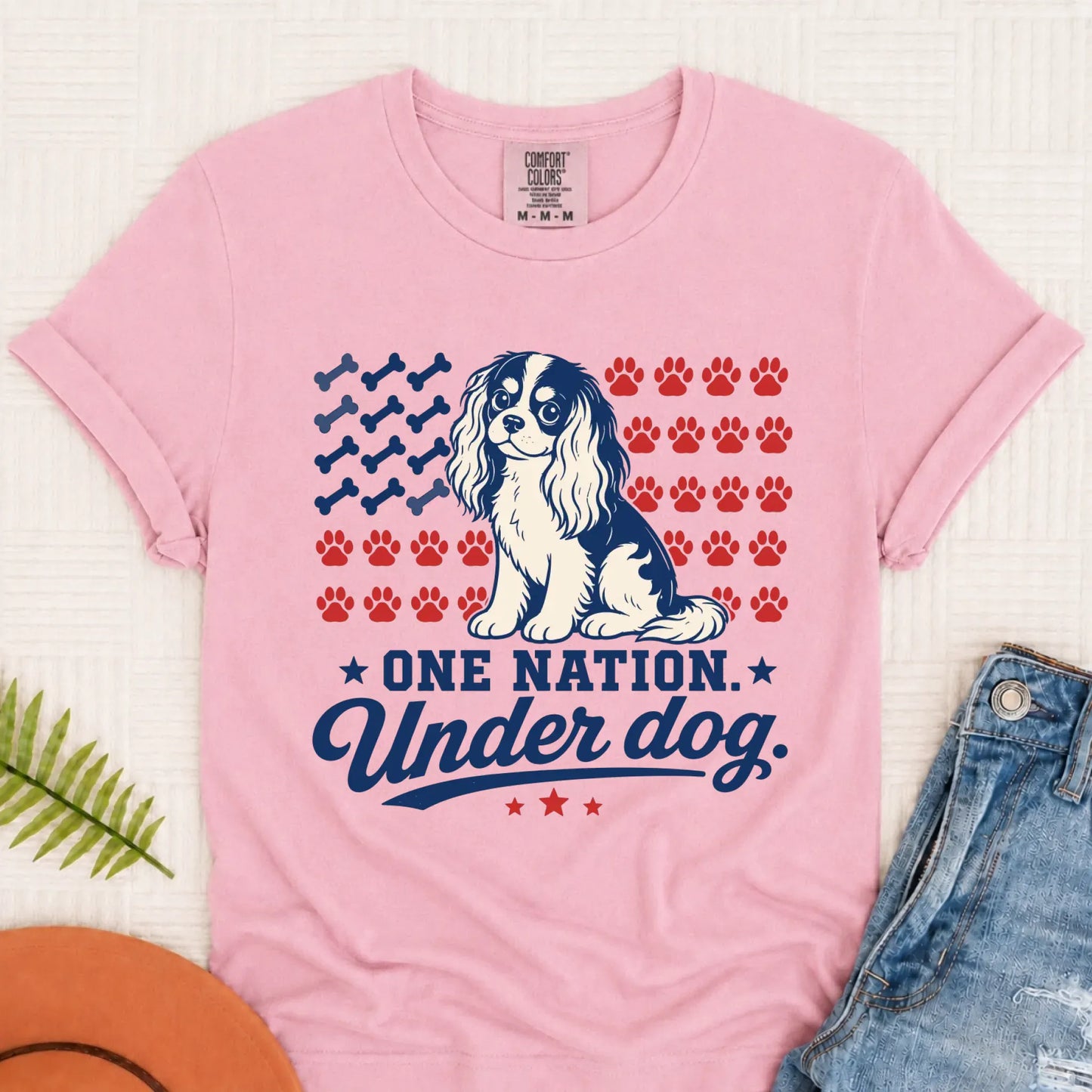 Cavalier King Charles One Nation USA Unisex TShirt Blossom