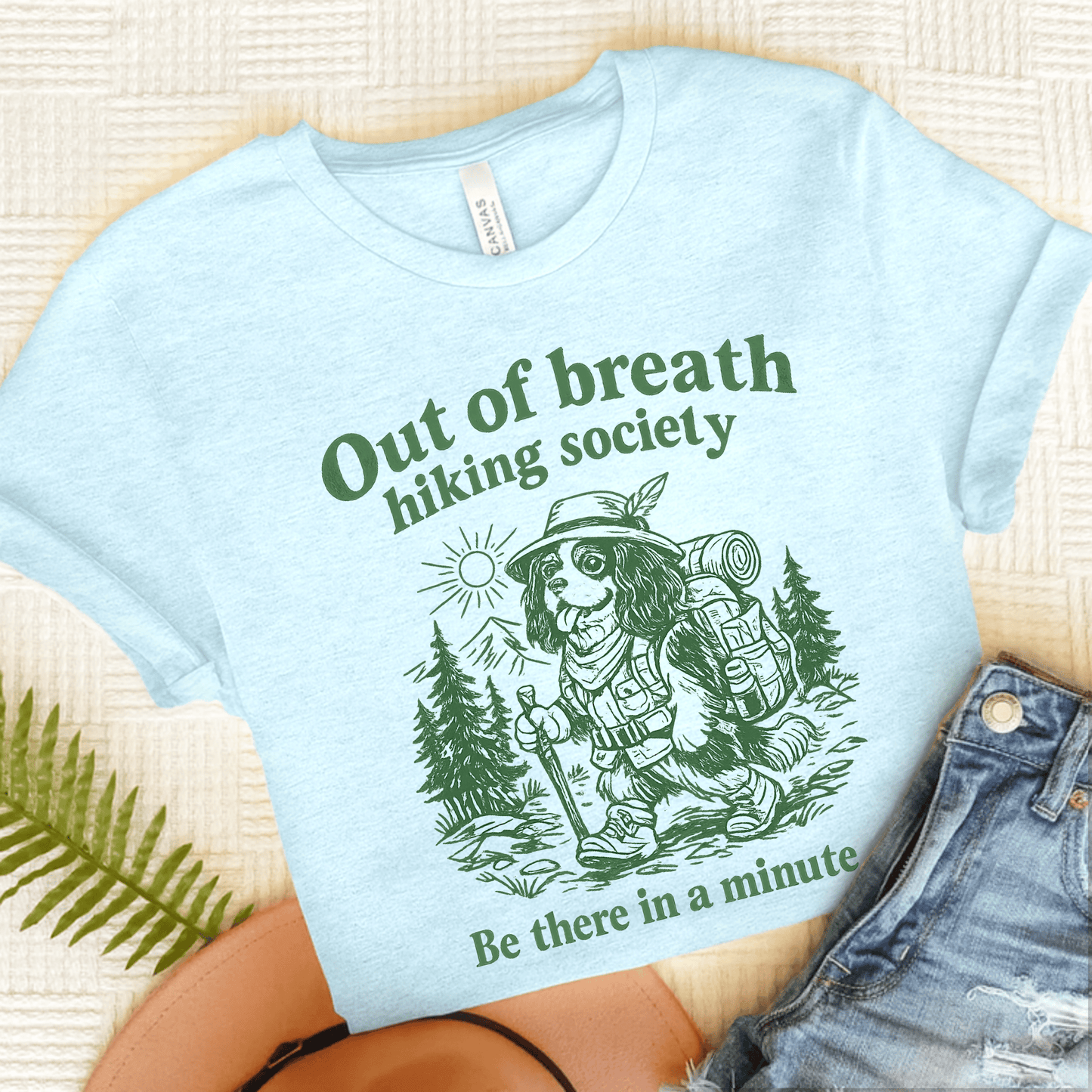 Cavalier Out of Breath Hiking Unisex TShirt Heather Ice Blue