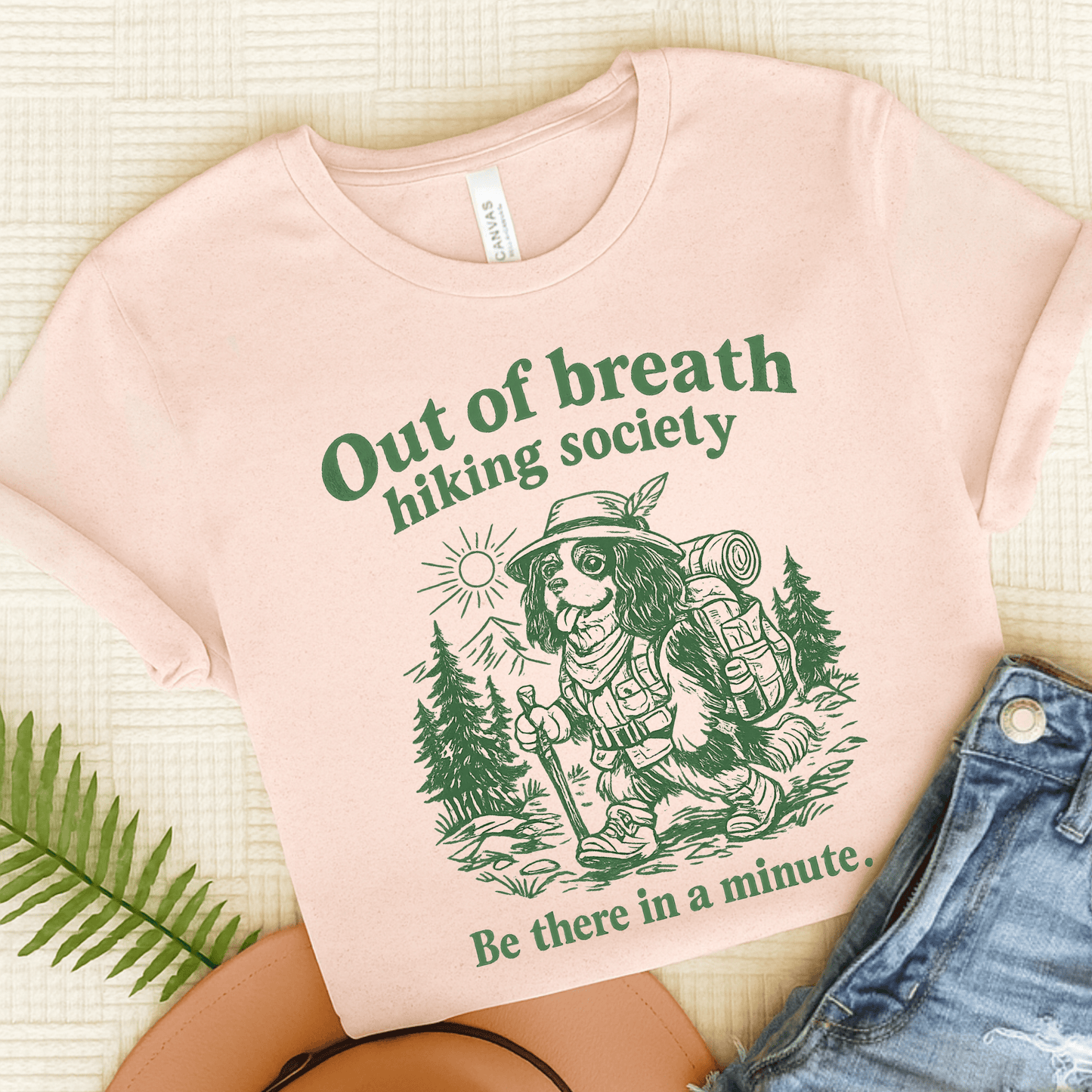 Cavalier Out of Breath Hiking Unisex TShirt Soft Pink