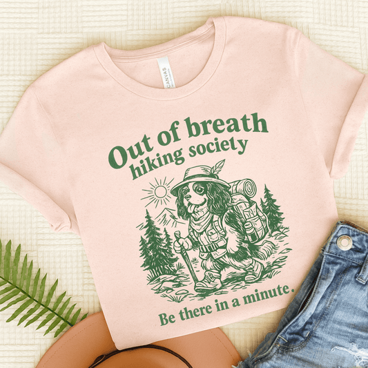Cavalier Out of Breath Hiking Unisex TShirt Soft Pink