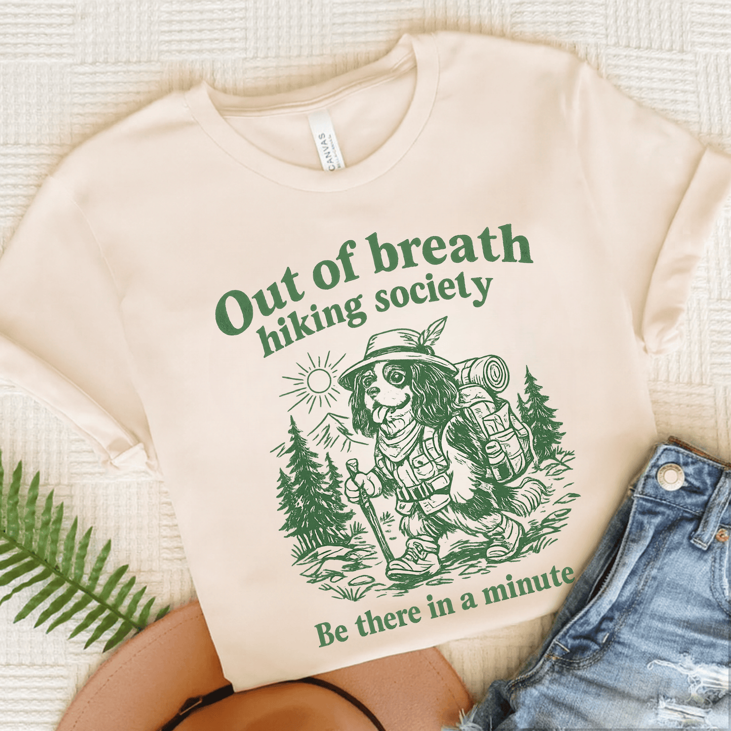 Cavalier Out of Breath Hiking Unisex TShirt Natural