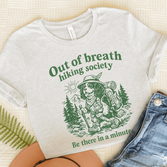 Cavalier Out of Breath Hiking Unisex TShirt Ash