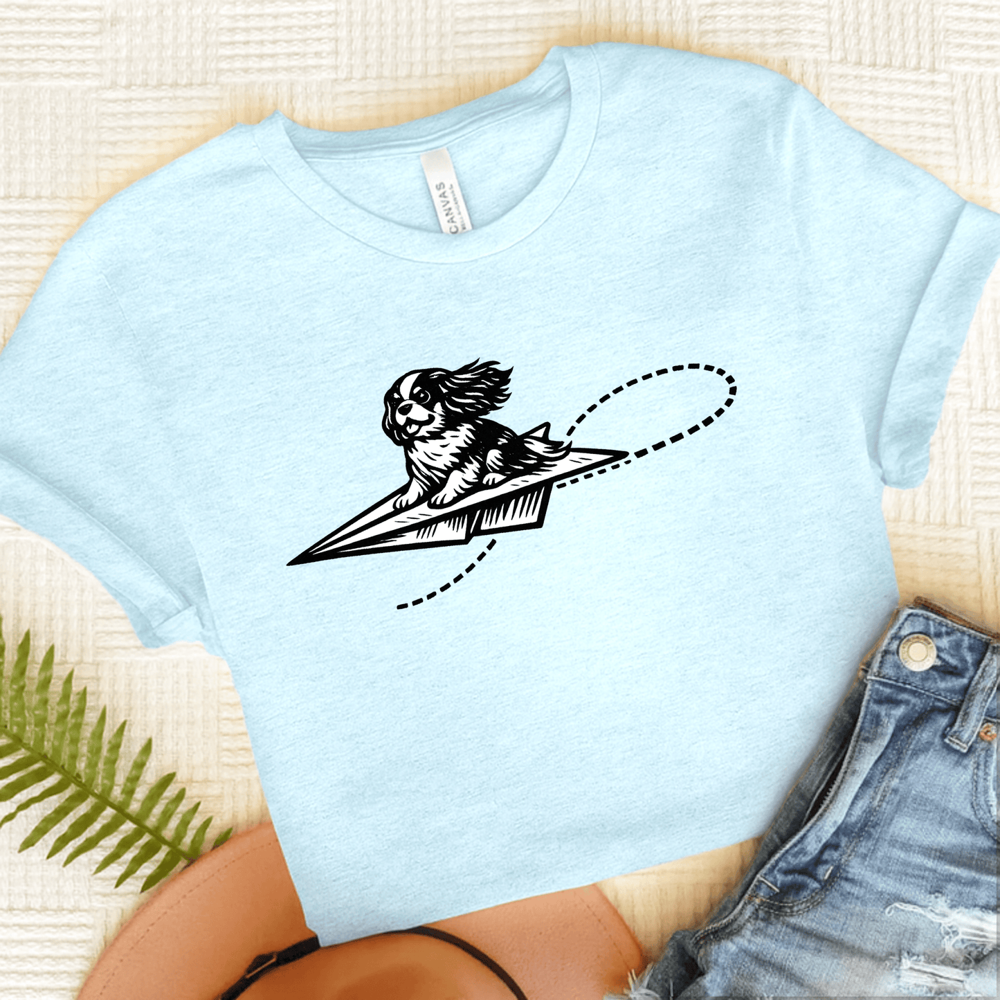 Cavalier Paper Airplane Unisex TShirt Heather Ice Blue
