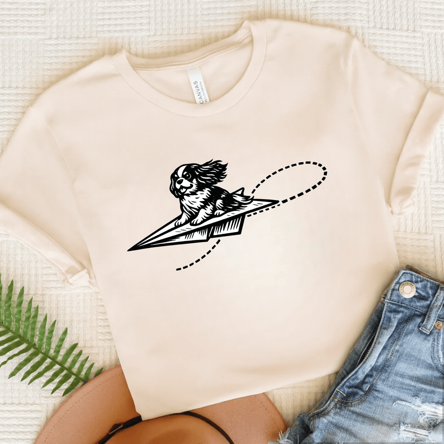 Cavalier Paper Airplane Unisex TShirt Natural