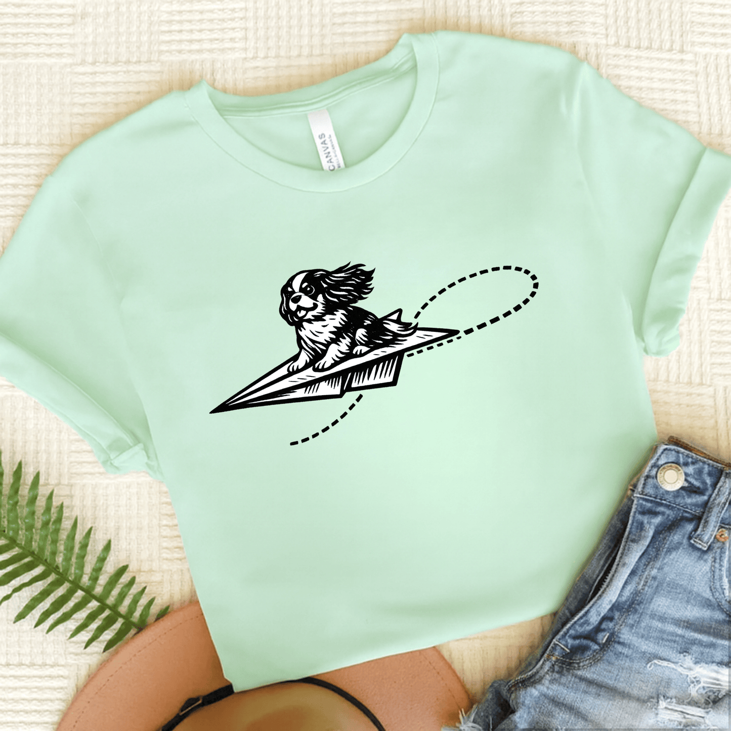 Cavalier Paper Airplane Unisex TShirt Heather Mint