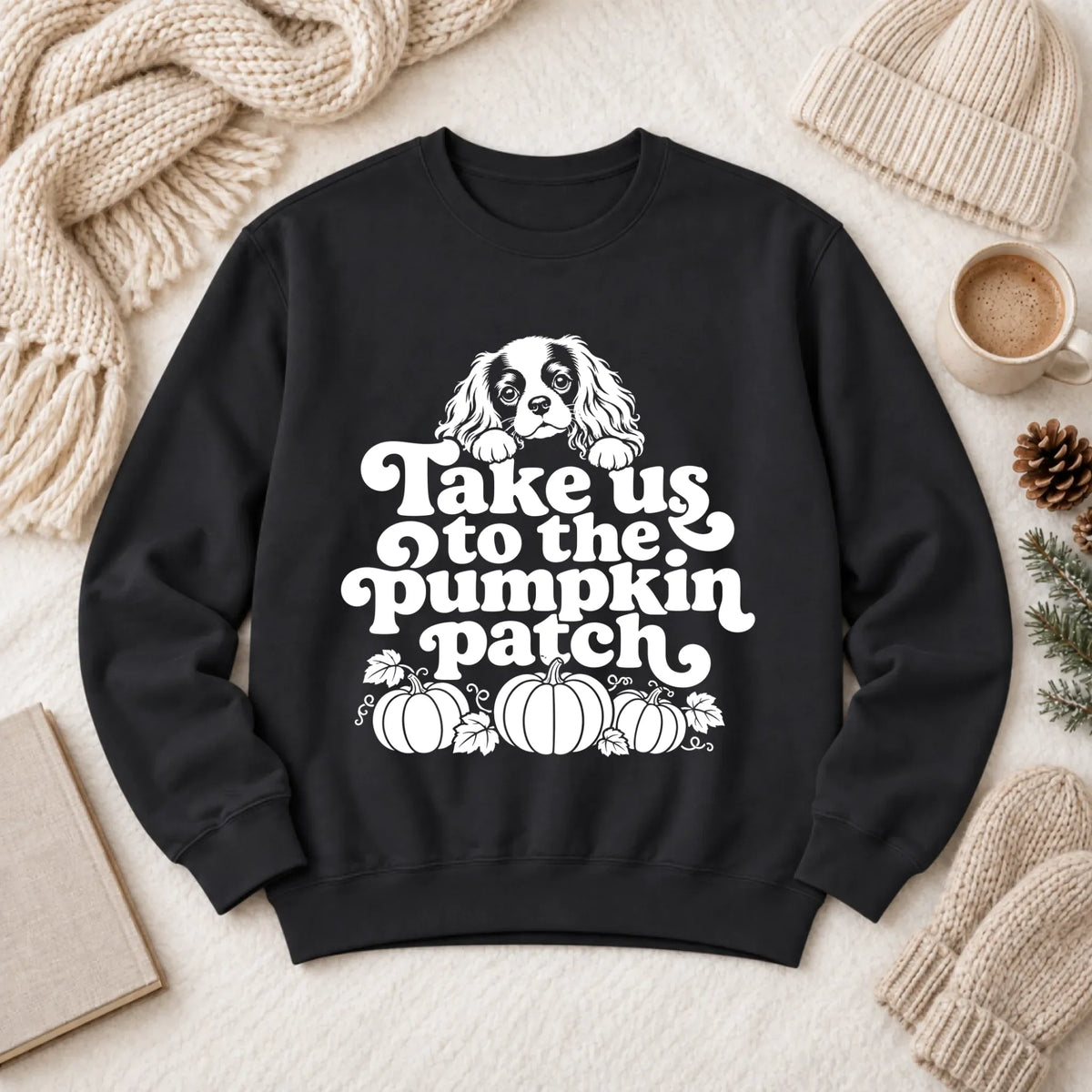 Cavalier King Charles Pumpkin Patch Unisex Sweatshirt Black