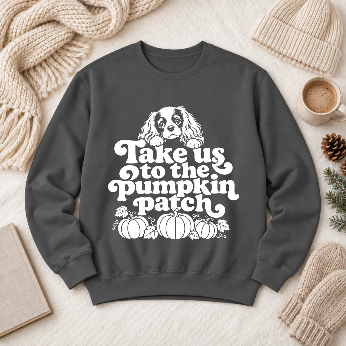 Cavalier King Charles Pumpkin Patch Unisex Sweatshirt Pepper