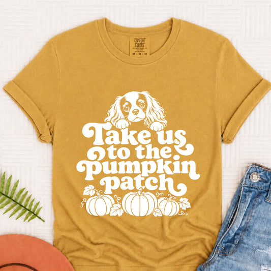 Cavalier King Charles Pumpkin Patch Unisex TShirt Monster Light 1717 Mustard