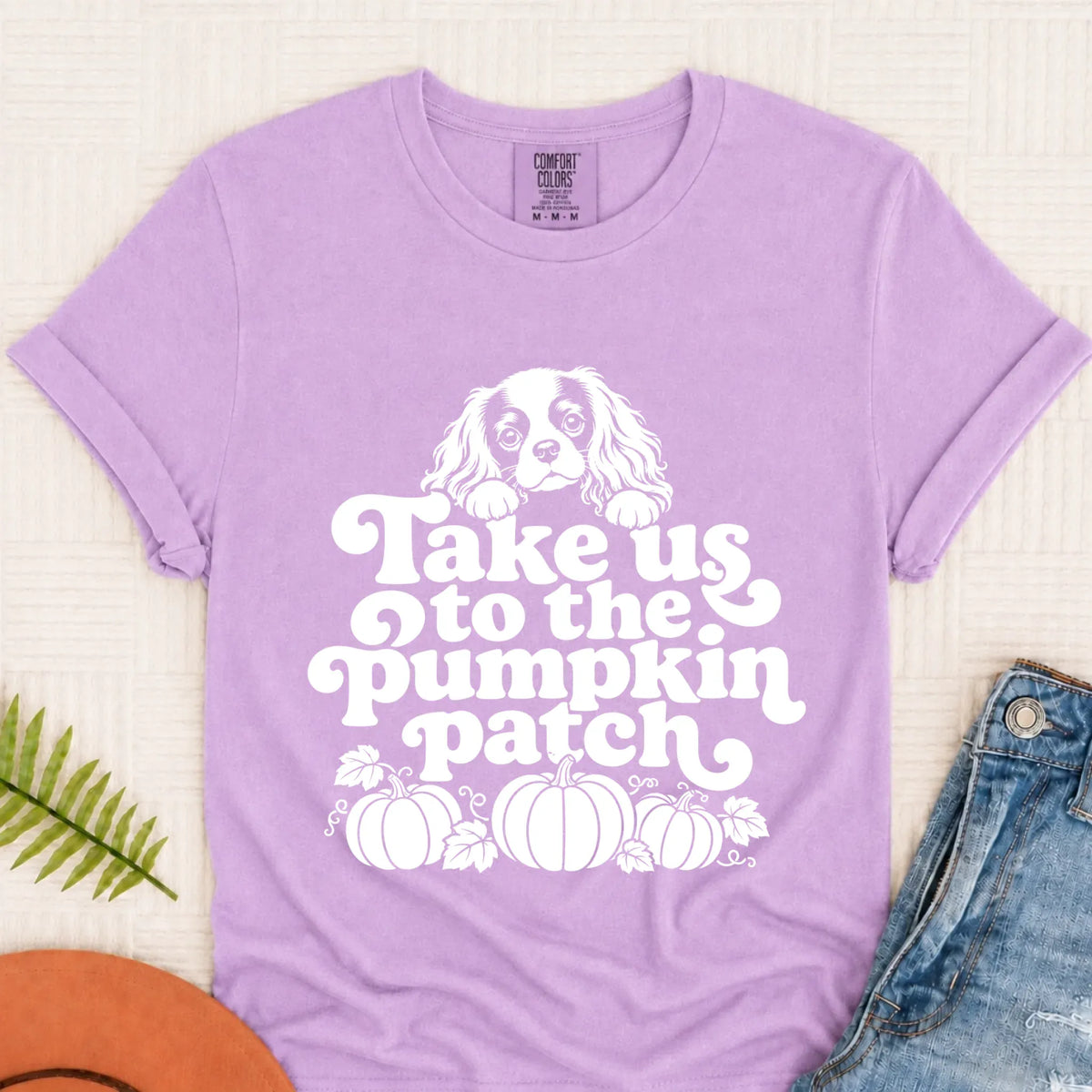 Cavalier King Charles Pumpkin Patch Unisex TShirt Monster Light 1717 Orchid