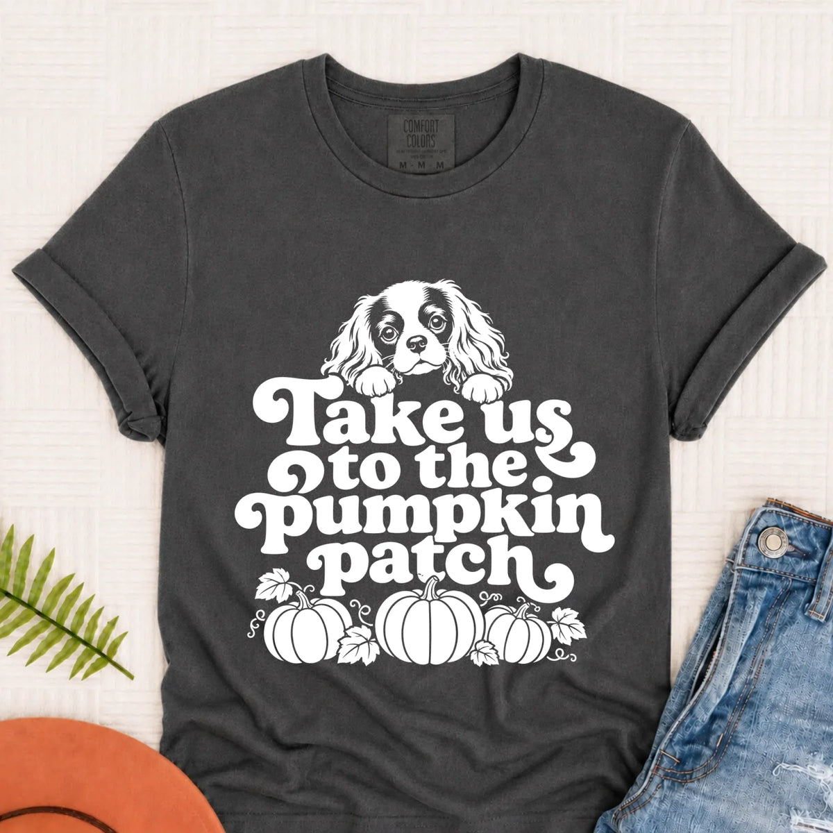 Cavalier King Charles Pumpkin Patch Unisex TShirt Monster Dark 1717 Pepper