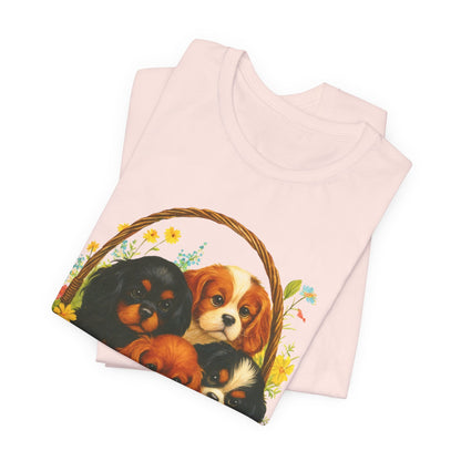 Printify T-Shirt Cavalier King Charles Puppy Basket TShirt