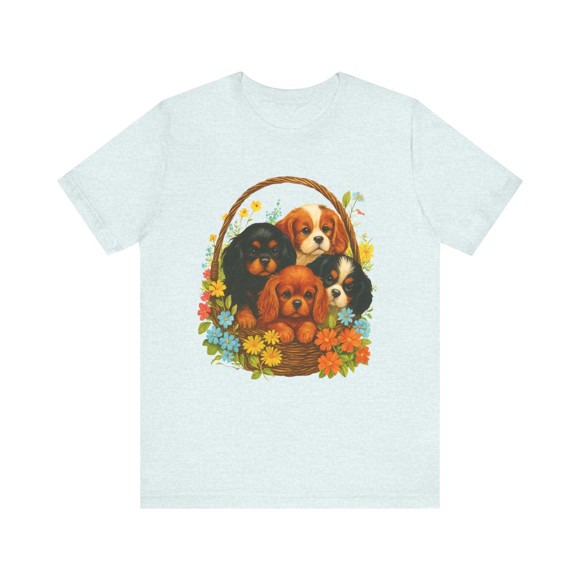 Printify T-Shirt Cavalier King Charles Puppy Basket TShirt