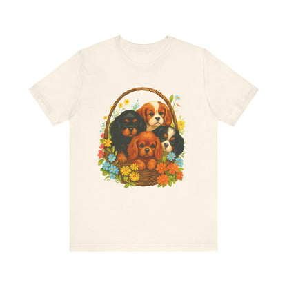 Printify T-Shirt Cavalier King Charles Puppy Basket TShirt