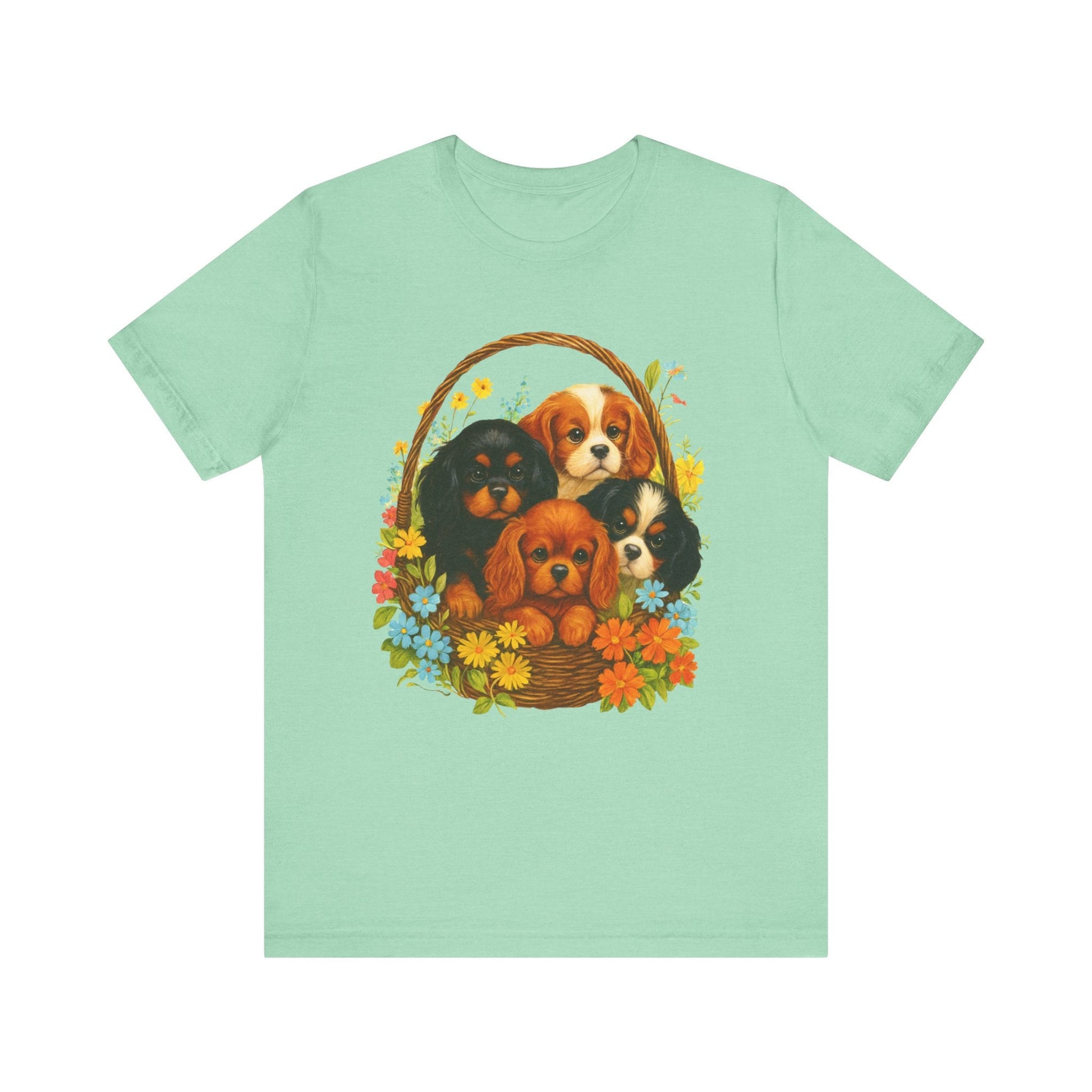 Printify T-Shirt Cavalier King Charles Puppy Basket TShirt