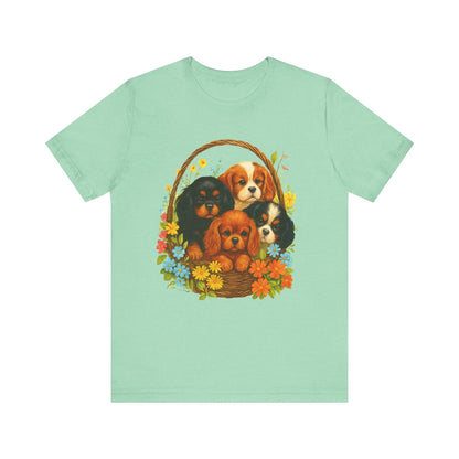 Printify T-Shirt Cavalier King Charles Puppy Basket TShirt