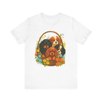 Printify T-Shirt Cavalier King Charles Puppy Basket TShirt
