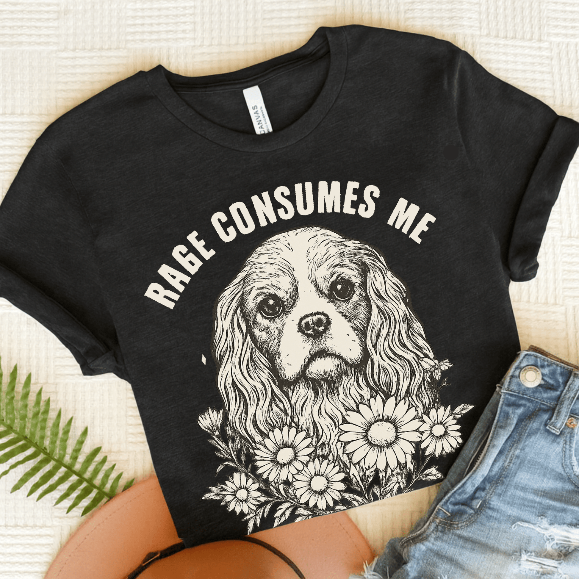 Printify T-Shirt Black Heather / S Cavalier King Charles Rage Consumes Me TShirt