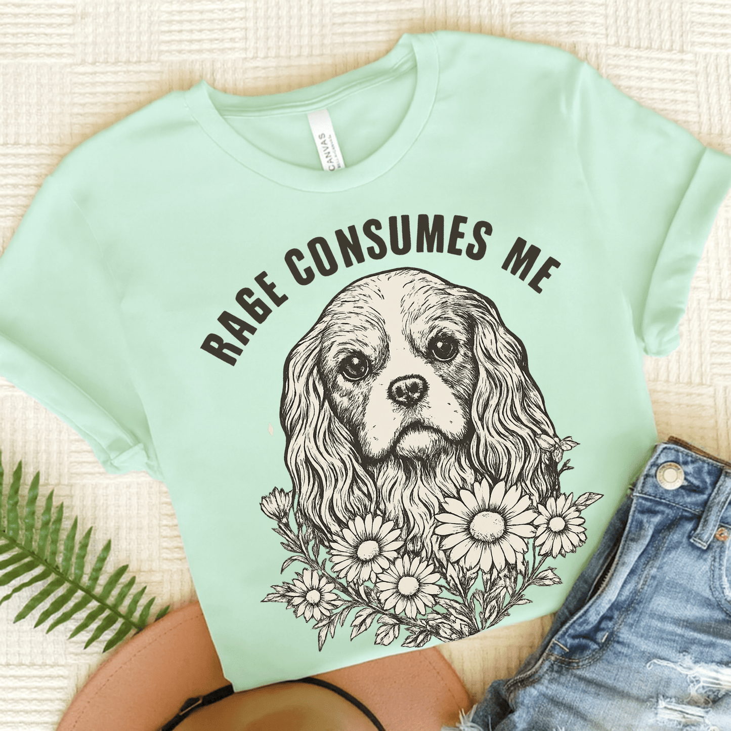 Printify T-Shirt Heather Mint / S Cavalier King Charles Rage Consumes Me TShirt