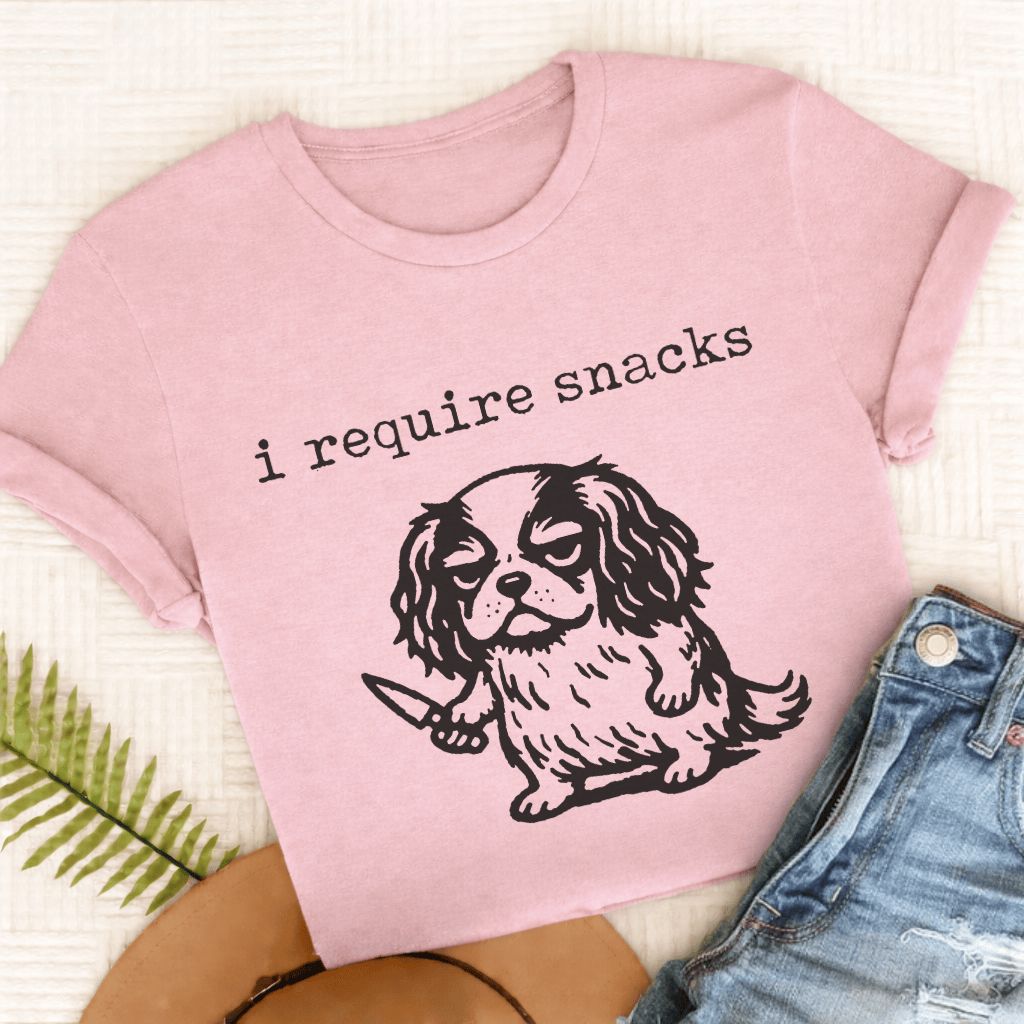 Cavalier King Charles Require Snacks Unisex TShirt Comfort Colors Blossom