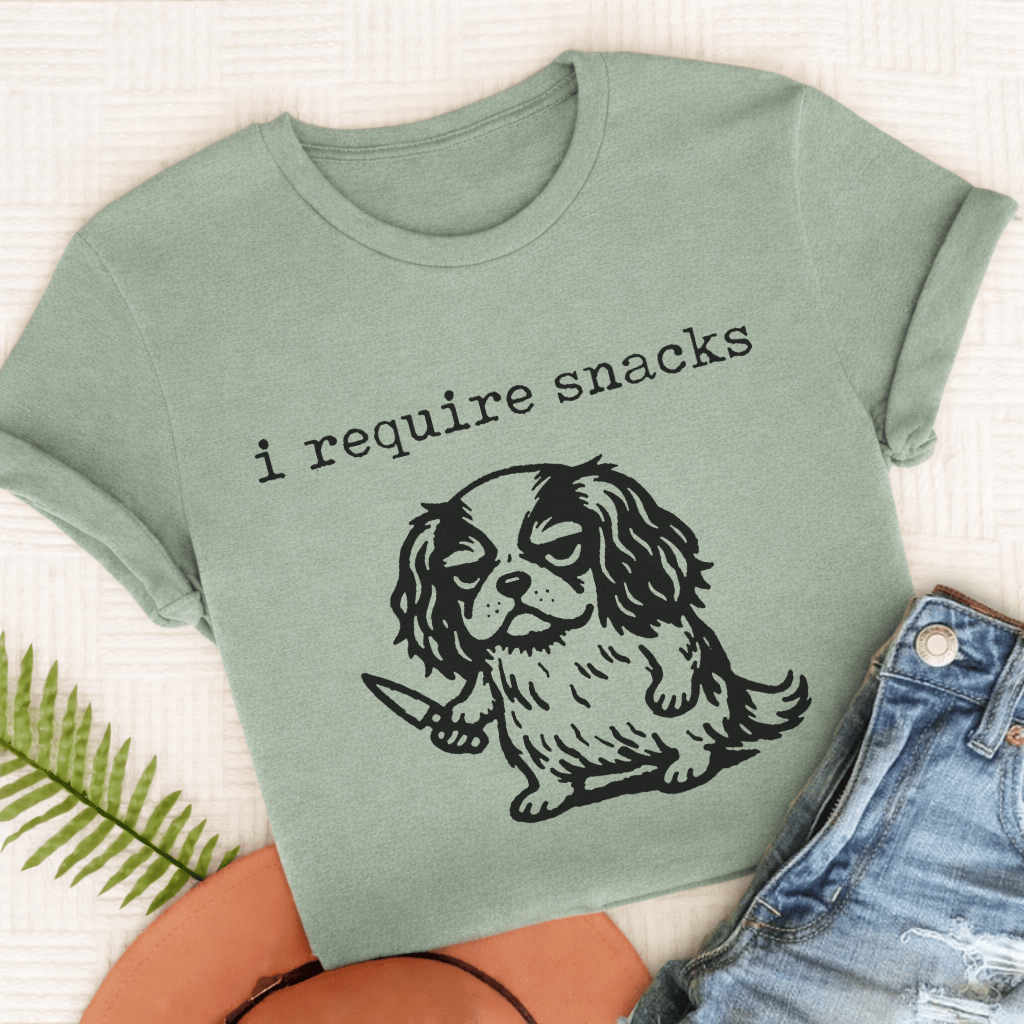 Cavalier King Charles Require Snacks Unisex TShirt Comfort Colors Bay