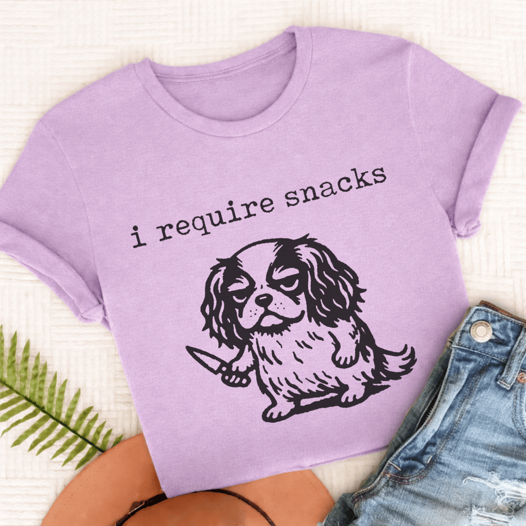 Cavalier King Charles Require Snacks Unisex TShirt Comfort Colors Orchid