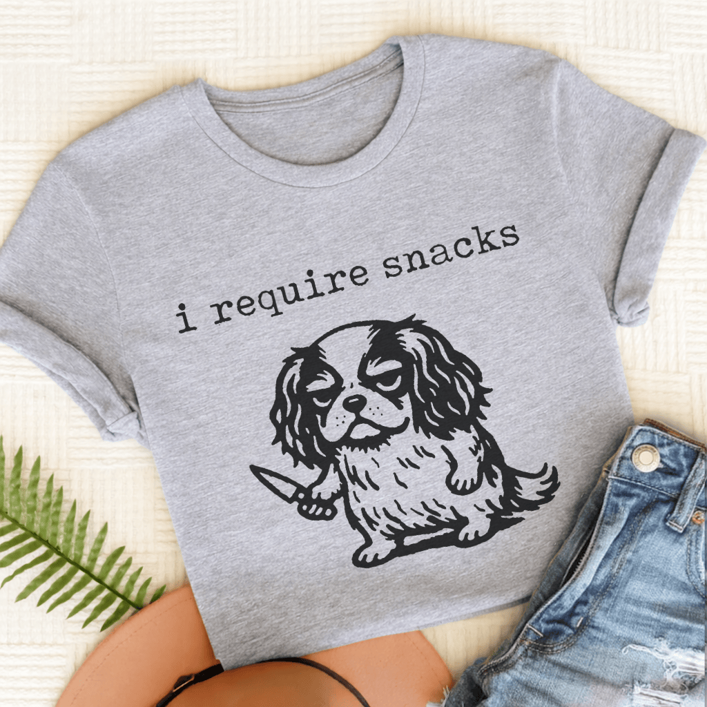Cavalier King Charles Require Snacks Unisex TShirt Sport Grey